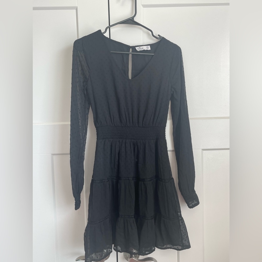 Hollister Black Dress | Sheer Long Sleeves | XS
